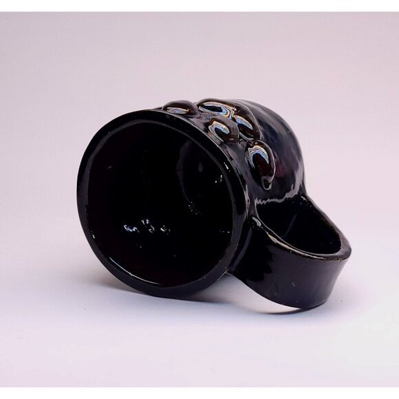 Hand-Thrown Artisan Pottery Black Mug With 3-D Heart & Paw Print Signed Joan G. - Picture 5 of 8